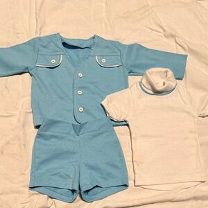 Vintage 1970’s 12 months white and baby blue outfit